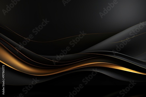 Abstract black and gold wavy background.