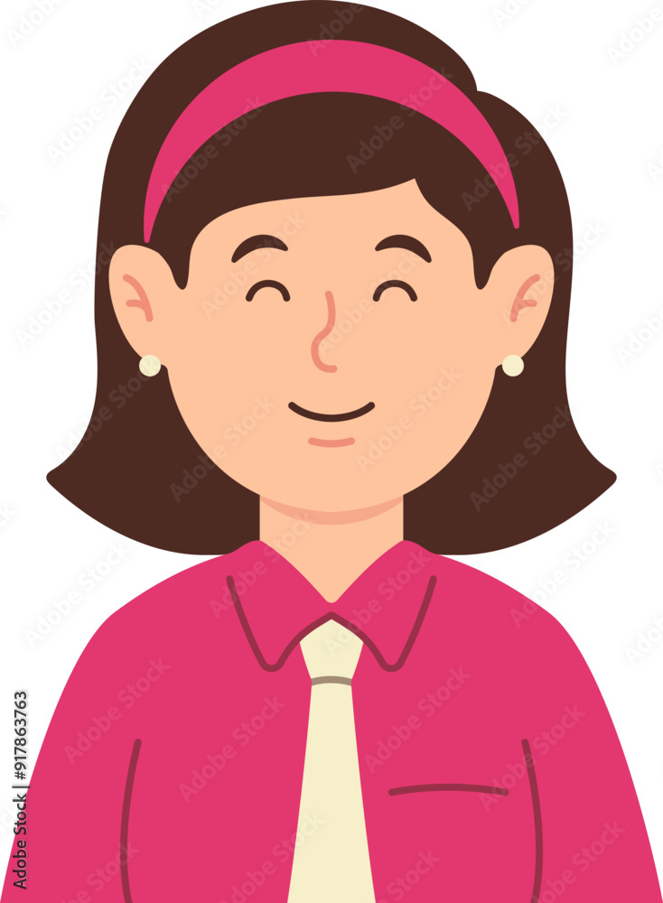 Female Business Avatar, Girl Wearing Headband Smiling