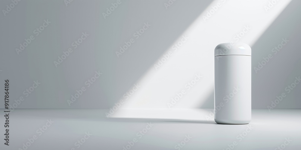 Minimalist design of a white container in a bright room, emphasizing simplicity and modern aesthetics. Minimalist design of a white container in a bright room, emphasizing simplicity and modern aesthetics.