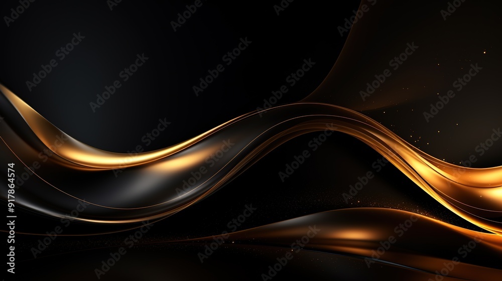 Abstract gold and black wave background. Abstract gold and black wave background.