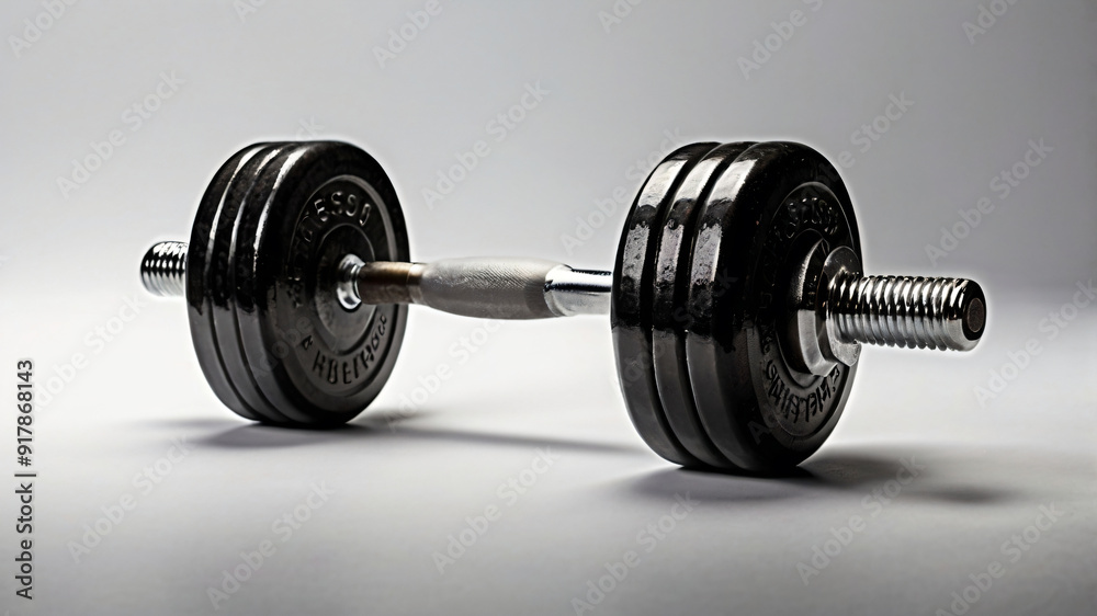 Naklejka premium Fitness club banner concept with metal dumbbell
