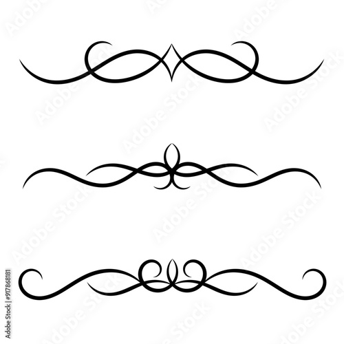 Set of black ornamental dividers