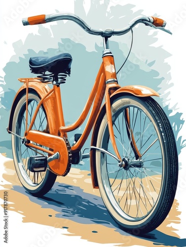 Orange Vintage Bicycle Illustration photo