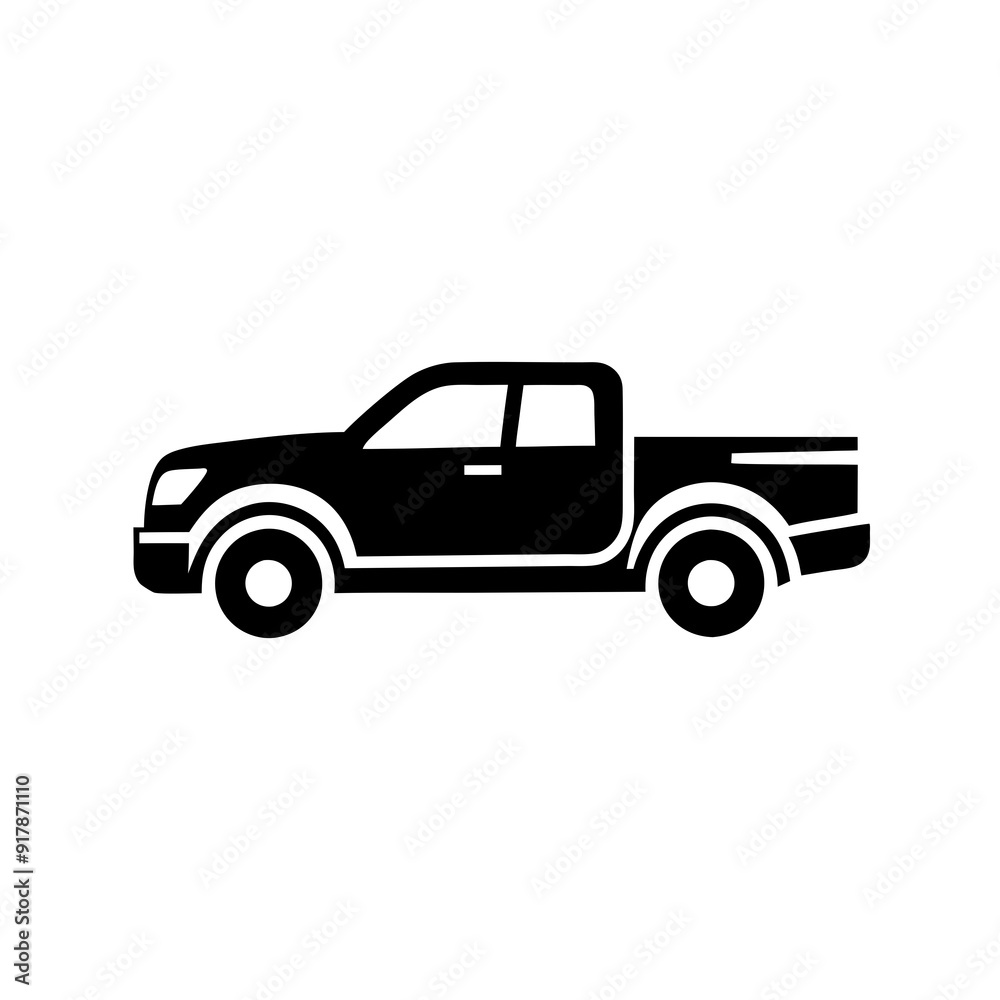Pickup truck logo design silhouette vector illustration on a white background Pickup truck logo design silhouette vector illustration on a white background