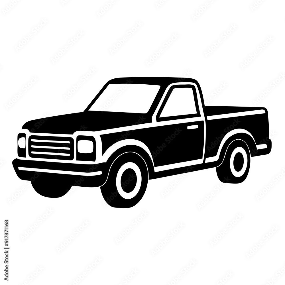 Pickup truck logo design silhouette vector illustration on a white background Pickup truck logo design silhouette vector illustration on a white background