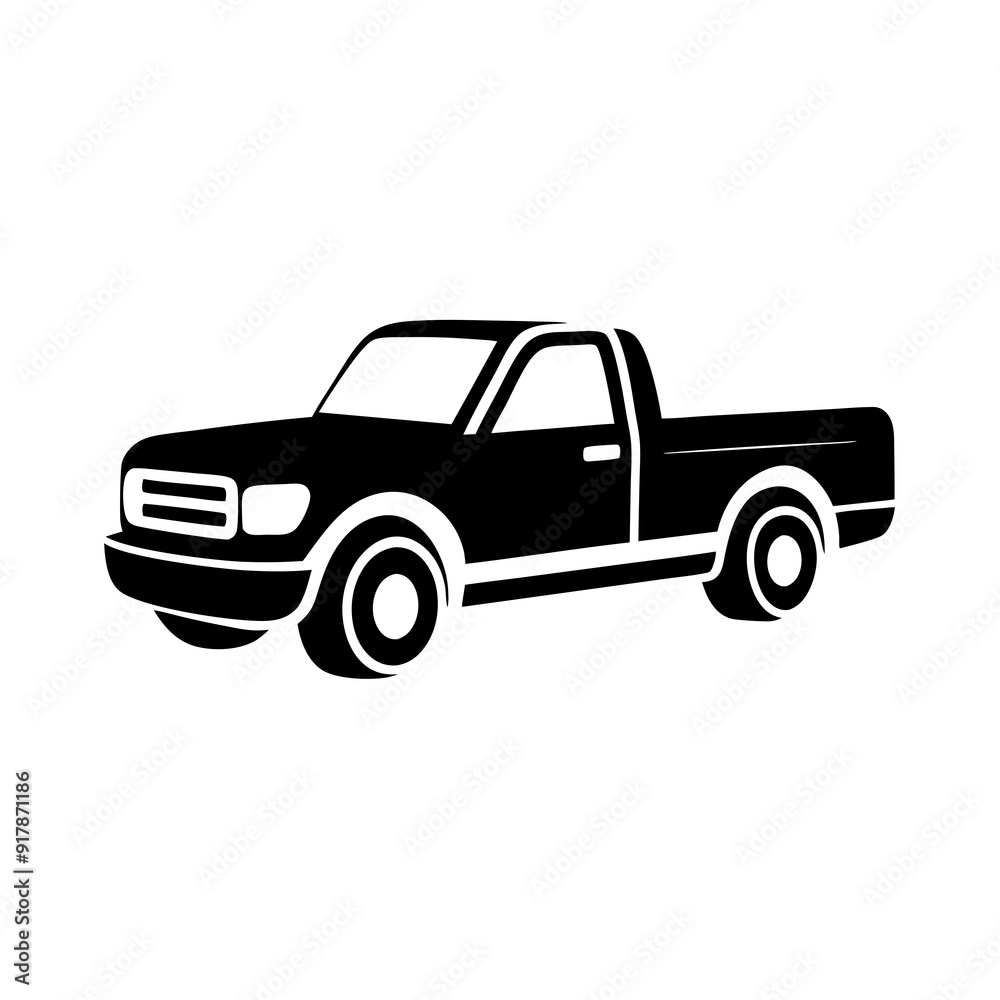 Pickup truck logo design silhouette vector illustration on a white background Pickup truck logo design silhouette vector illustration on a white background