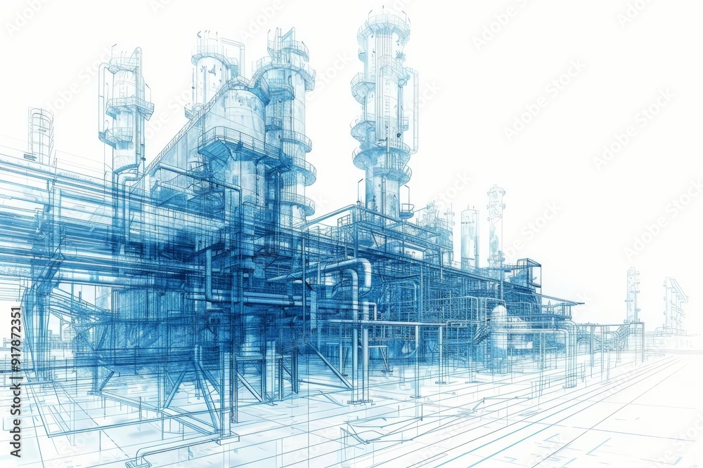 refinery blueprint isolated white