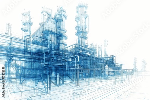 Obraz na płótnie refinery blueprint isolated white w salonie