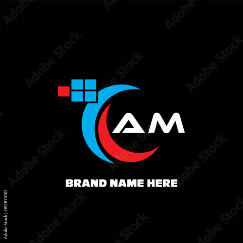 AM letter logo modern logo design on black color background
