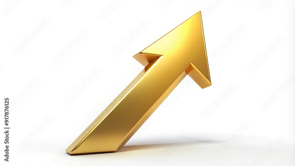 A shining gold arrow points upward, symbolizing success, growth, and precision, set against a clean white background with a subtle gradient effect. A shining gold arrow points upward, symbolizing success, growth, and precision, set against a clean white background with a subtle gradient effect.