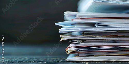 A stack of policy documents and manuals with visible headings and text, representing the comprehensive guidelines and procedures used in corporate environments photo