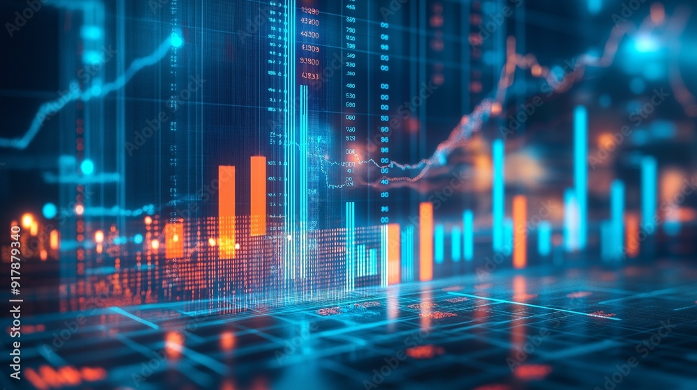A viewpoint on the expansion of the stock market, business ventures, and data concepts using digital financial chart graphs A viewpoint on the expansion of the stock market, business ventures, and data concepts using digital financial chart graphs