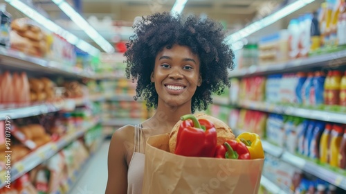 The Smiling Woman with Groceries photo