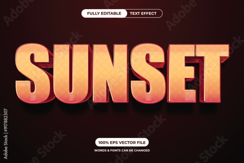 A 3D sunset text effect design with an editable vector file, perfect for posters, banners, and background designs.