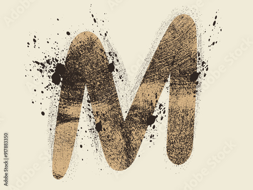 Hand drawing A B C alphabet, grunge letter M alphabet symbol design, letter M logo new vector, vector icon of letter M with ink stroke, M - Black handwritten letters.eps