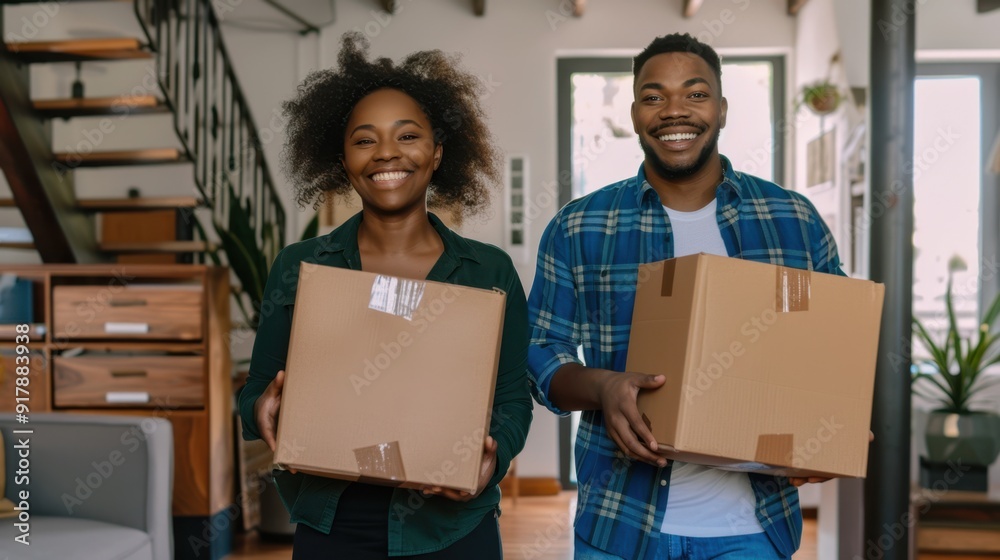The couple moving boxes The couple moving boxes