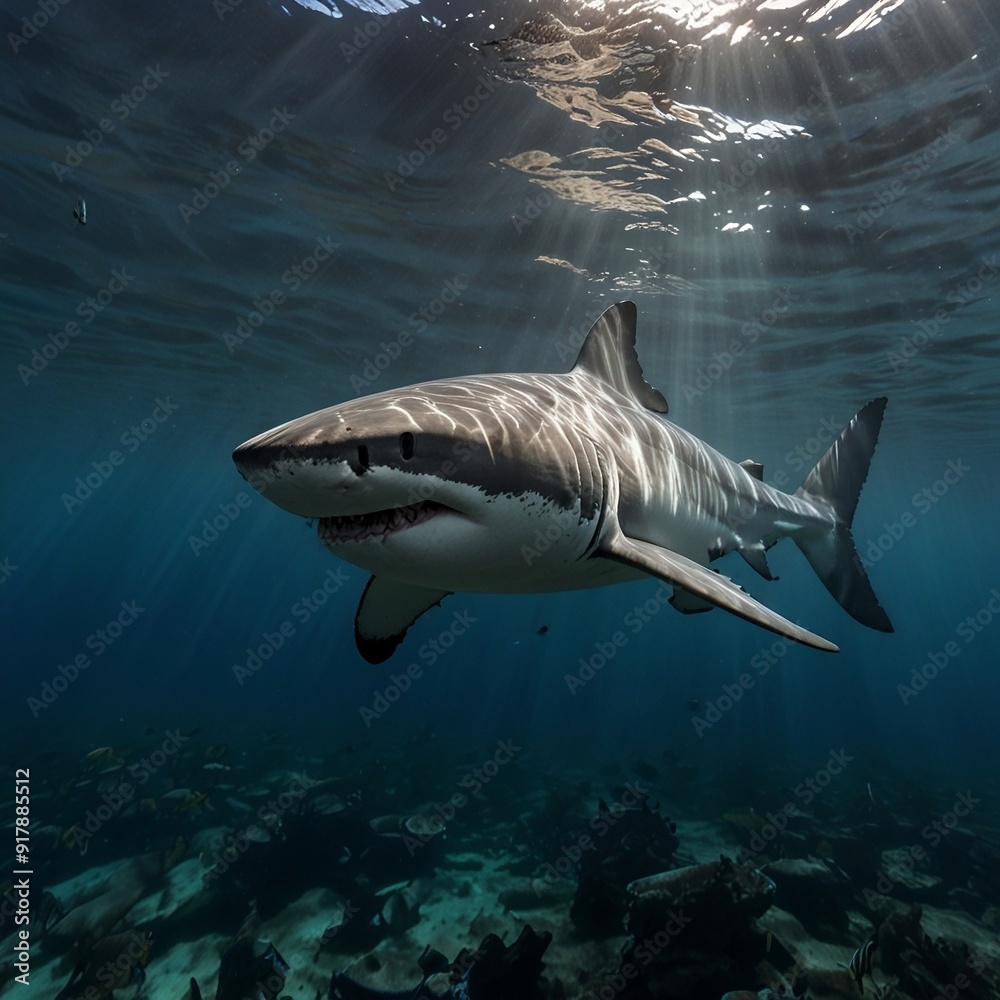 Fototapeta premium Great white shark underwater