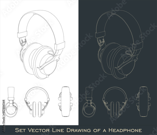 vector podcast headphone isolated in transparent background