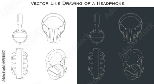 studio headphone for podcast isolated in transparent background 
