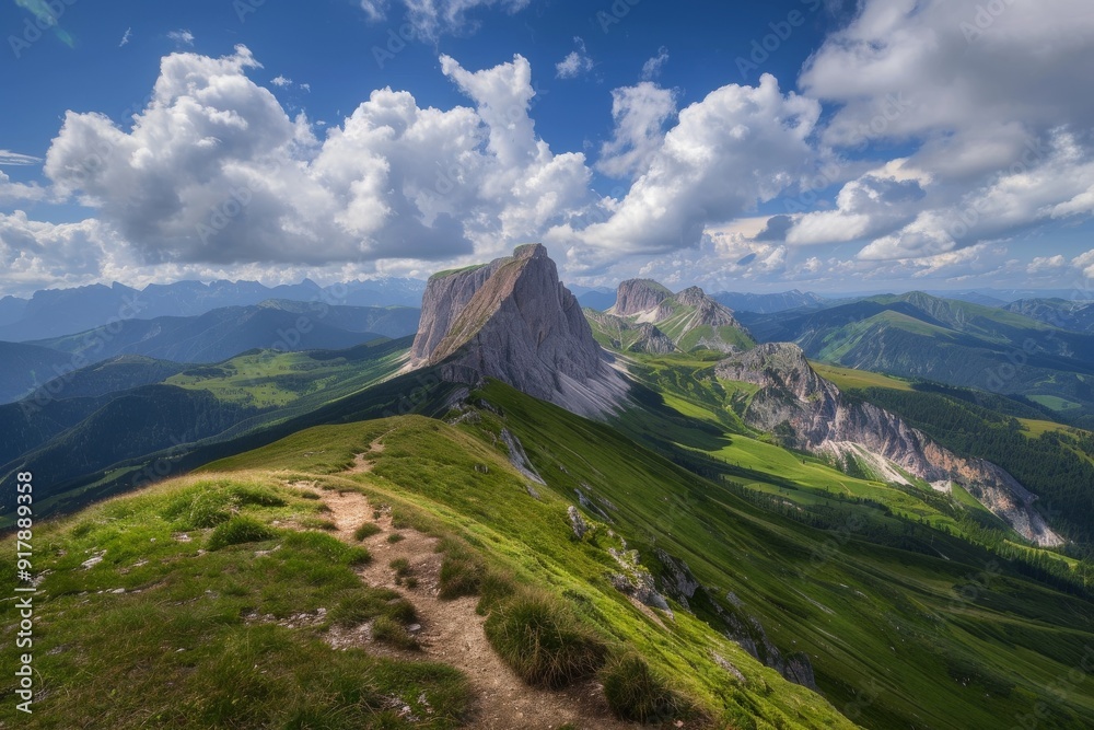 Naklejka premium Blick auf die Seiser Alm - Dolomiten - Alpen. Beautiful simple AI generated image in 4K, unique.