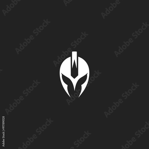 warrior knight helmet logo vector illustration template design