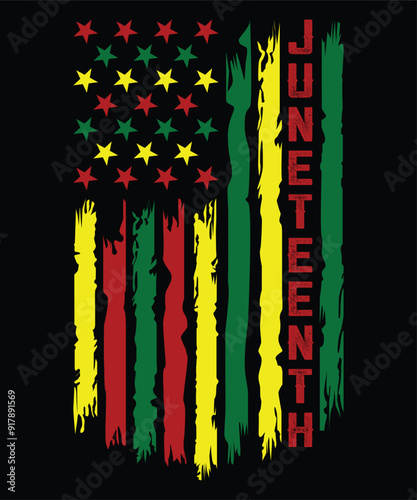  Happy Juneteenth Day shirt print template typography design for art