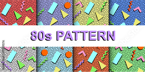 80s 90s seamless pattern hipsters Memphis style. abstract vivid vector graphics in retro vintage style