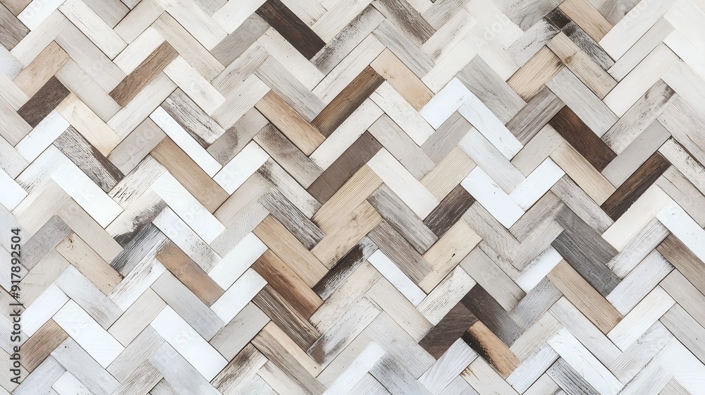 Herringbone Pattern Reclaimed Wood Planks with Weathered Texture on White Backdrop, Vintage Charm with Space for Creative Branding. Herringbone Pattern Reclaimed Wood Planks with Weathered Texture on White Backdrop, Vintage Charm with Space for Creative Branding.