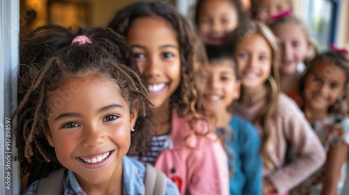 Smiling Diverse Group of Young Schoolchildren Together
