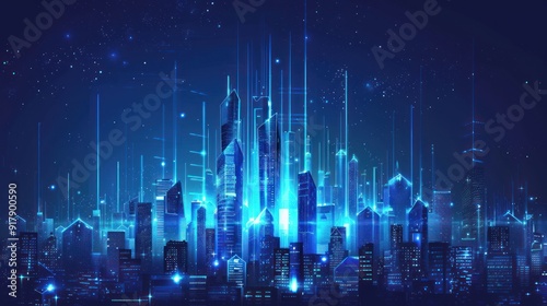 Cyberpunk Cityscape with Glowing Towers