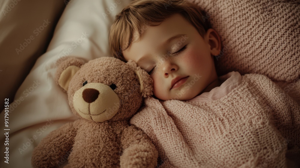 The child and teddy bear. The child and teddy bear.