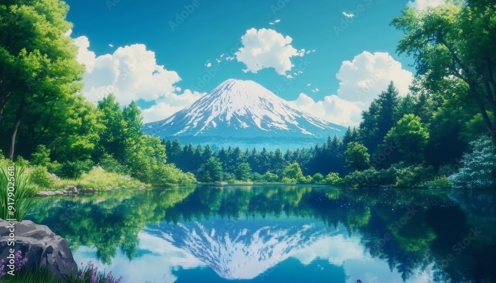 Enchanting Anime-Style Winter Wonderland: Majestic Snowy Mountains Reflected in Serene Lake. AI-Generated Masterpiece for Cultural Illustrations and Creative Marketing. Festive 4K Wallpaper Blending C Enchanting Anime-Style Winter Wonderland: Majestic Snowy Mountains Reflected in Serene Lake. AI-Generated Masterpiece for Cultural Illustrations and Creative Marketing. Festive 4K Wallpaper Blending C