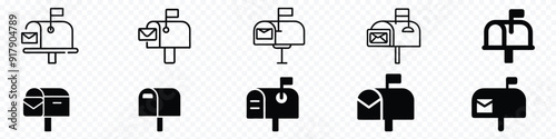 Mailbox icon flat style. Postal box icon, Mail box Icon, Mailbox icons isolated transparent background