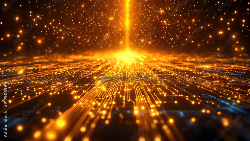 A mesmerizing digital landscape filled with glowing particles and vibrant rays of light, representing technology and innovation. A mesmerizing digital landscape filled with glowing particles and vibrant rays of light, representing technology and innovation.