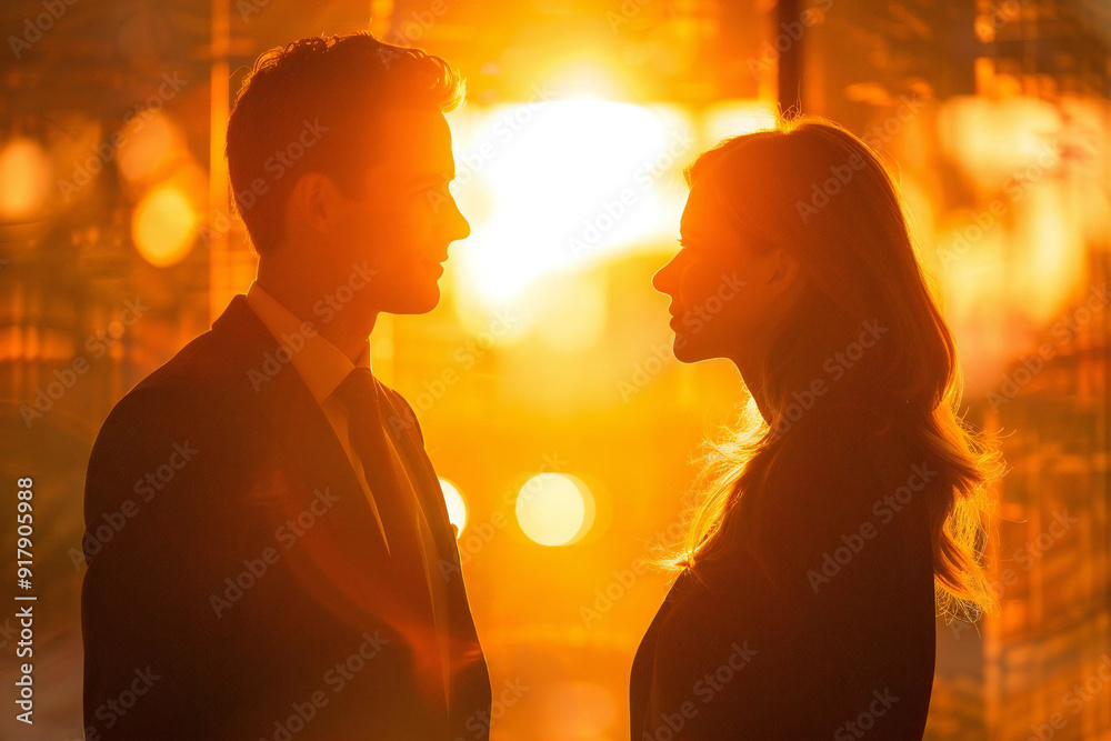 : A businessman and a businesswoman having a video chat on a laptop for an interview or customer service meeting. : A businessman and a businesswoman having a video chat on a laptop for an interview or customer service meeting.