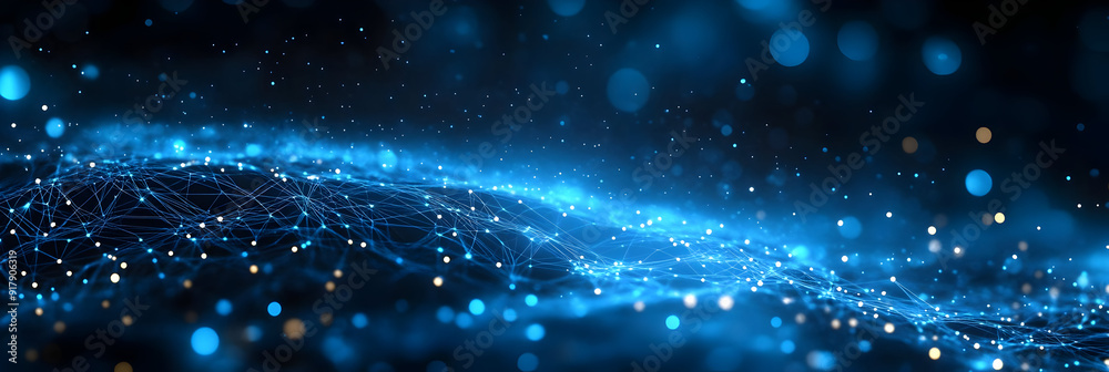 Obraz premium A mesmerizing abstract image featuring glowing blue particles and flowing lines, perfect for technology and science themes.
