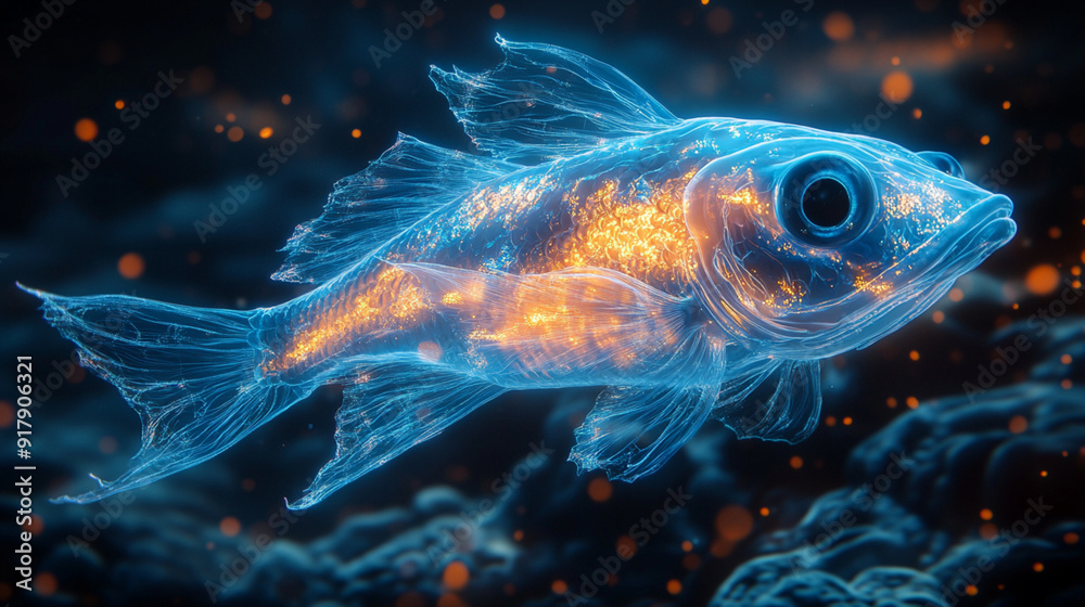 Psychedelic goldfish swirl in glowing fractal aquarium, a vibrant cosmic pet Psychedelic goldfish swirl in glowing fractal aquarium, a vibrant cosmic pet