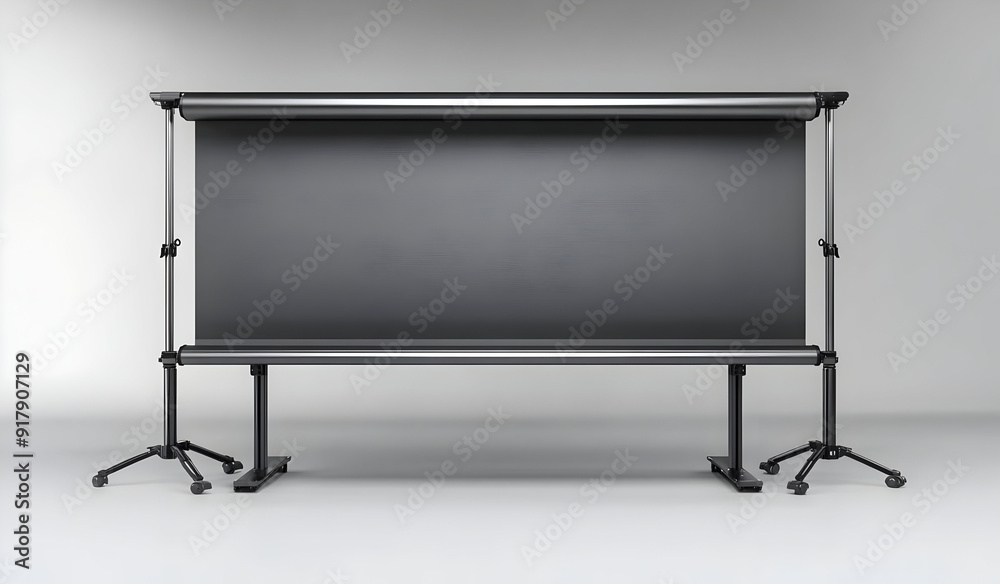A professional black presentation screen on a stand, ideal for meetings, conferences, and educational purposes. A professional black presentation screen on a stand, ideal for meetings, conferences, and educational purposes.