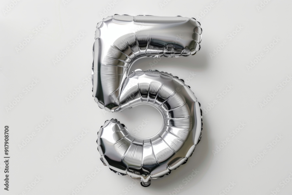 Silver Foil Number 8 Balloon on White Background Silver Foil Number 8 Balloon on White Background