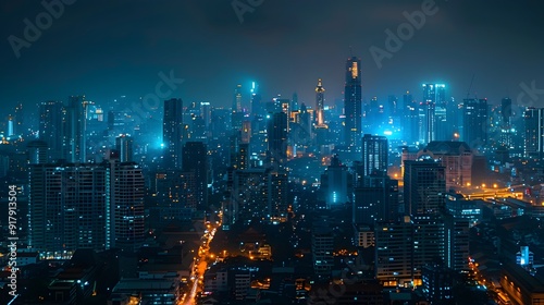 Wallpaper Mural Dazzling Nighttime Cityscape of Bangkok s Illuminated Skyline in Thailand Torontodigital.ca