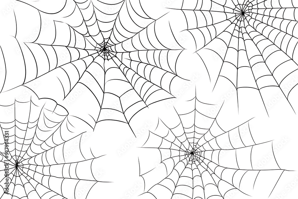 Obraz premium Set of spider web, Halloween cobweb, frames and borders, scary elements for decoration. 