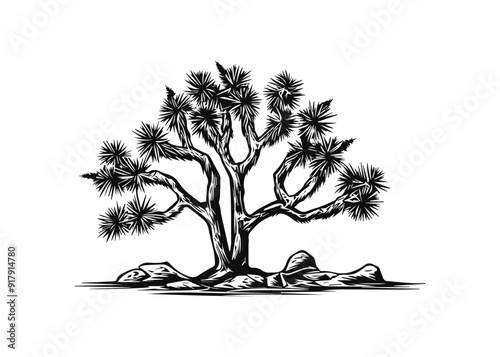 silhouette of a Joshua tree vector illustration