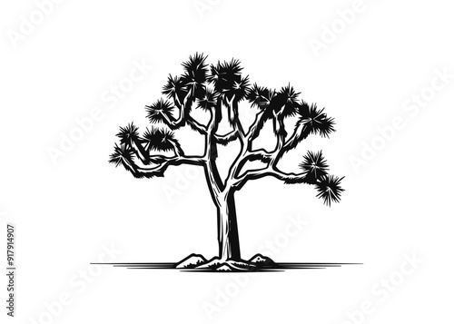 silhouette of a Joshua tree vector illustration