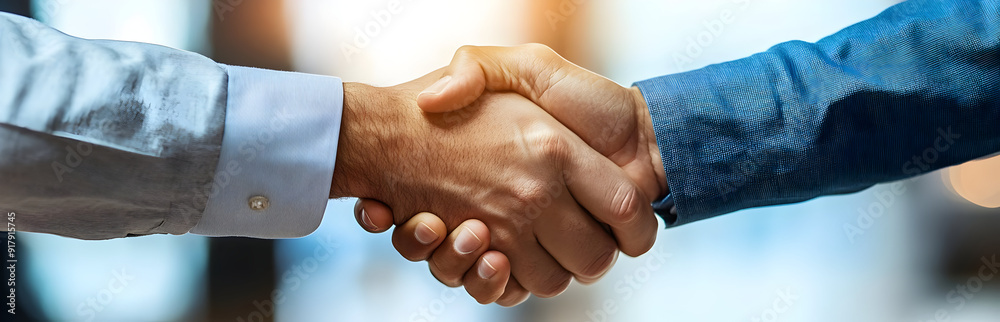 Two professionals shaking hands, symbolizing partnership, collaboration, and mutual agreement in a corporate environment. Two professionals shaking hands, symbolizing partnership, collaboration, and mutual agreement in a corporate environment.