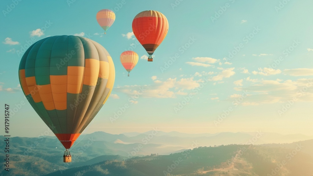 colorful hot air balloons in a clear sky colorful hot air balloons in a clear sky
