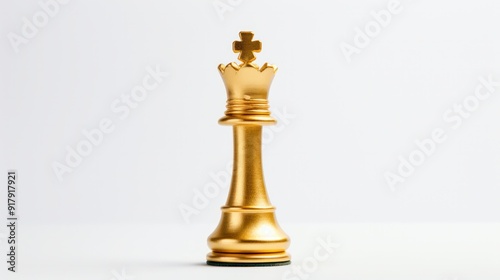 a solitary chess king, cast in gold,