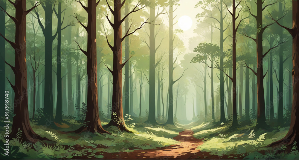 Obraz premium misty morning in the forest