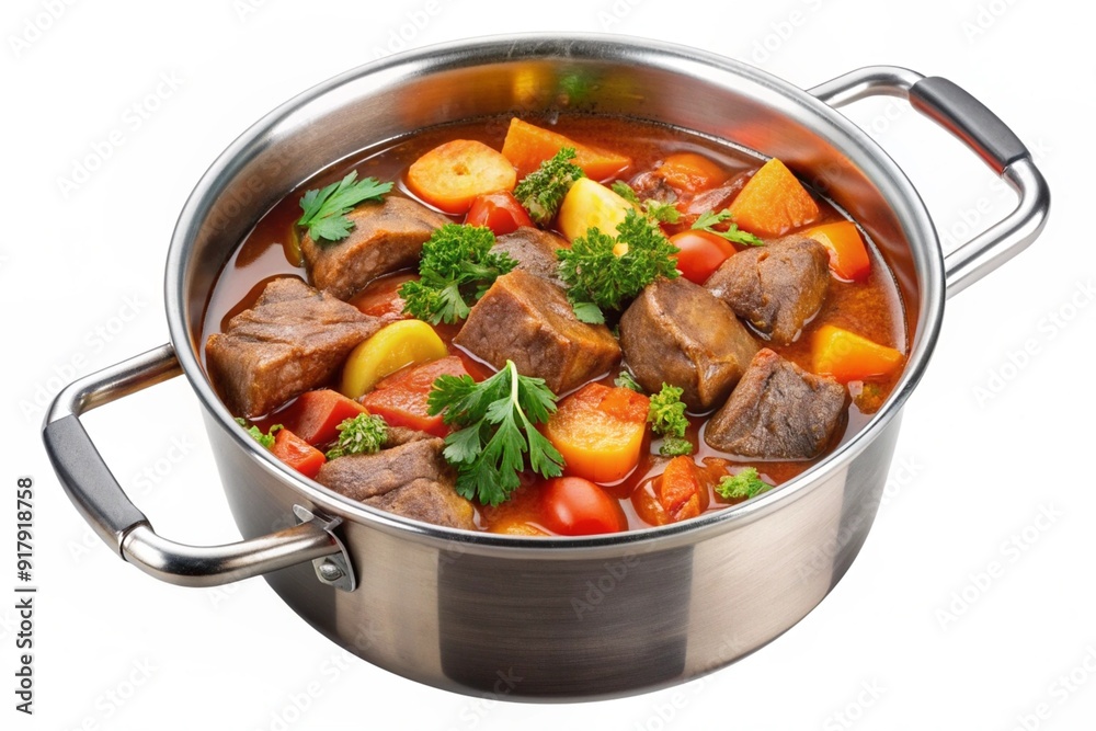 A large pot of stew with meat and vegetables A large pot of stew with meat and vegetables