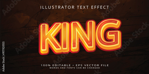 King text with luxury gold editable text effect