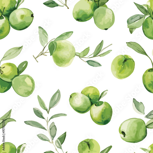 Olive Watercolor illustration. Hand drawn underwater element design. Artistic vector marine design element. Illustration for greeting cards, printing and other design projects.
